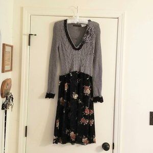 Gypsy, bohemian upcycled sweater dress